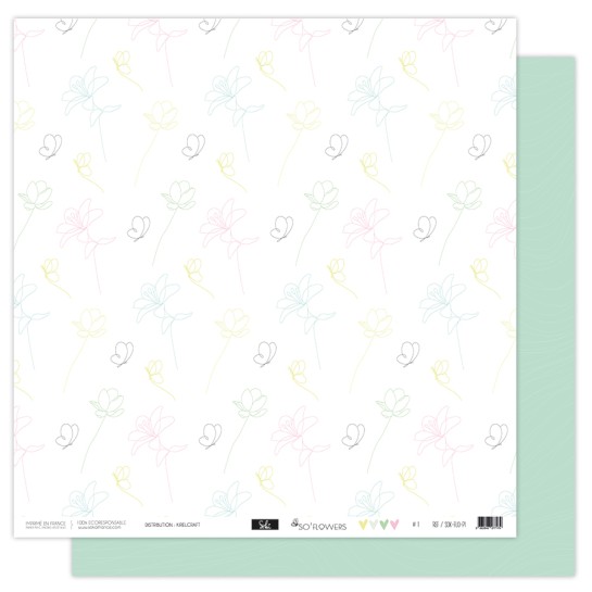 Papier 1 - Collection " SO' FLOWERS " 30X30 - R/V