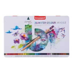 Bruynzeel •Expression crayons de couleur aquarellables boîte métallique de 36