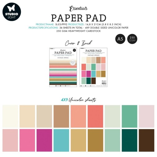 Studio Light • Essentials Paper Pad Unicolor Paper Vintage Spring