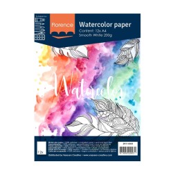 Florence • Papier Aquarelle 200g Lisse A4 Blanc 12x